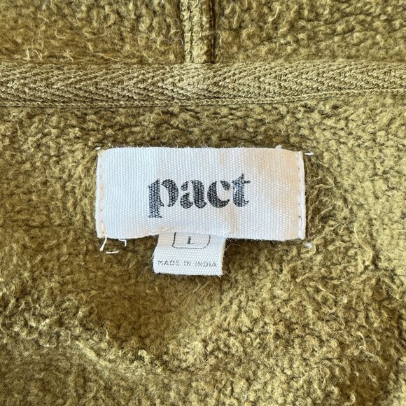Pact Organic Cotton Hoodie Sweatshirt Full Zip Jacket Large Green Sustainable - Picture 5 of 16
